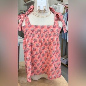 Charming Pink Leaf Print Kids Blouse